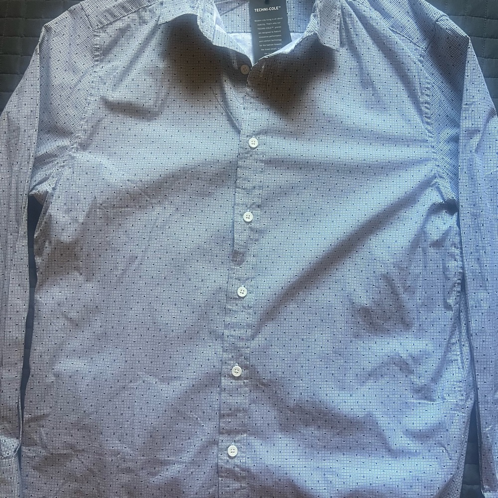Kenneth Cole Men's Patterned Blue Button-Down Shirt